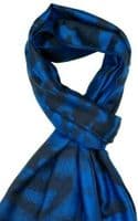 Animal Print Pashmina Wrap Oversized Scarf in Royal Blue and Black