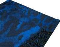 Animal Print Pashmina Wrap Oversized Scarf in Royal Blue and Black