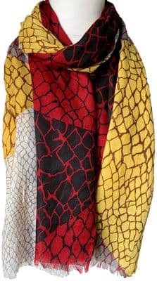 Animal print Scarf in Red Black and Yellow