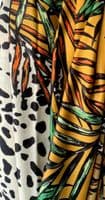 Animal Print Scarf Leaves Pattern in Burnt orange Green Mustard Yellow