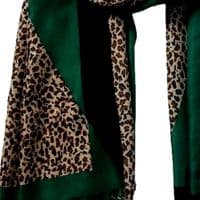 Animal Print Scarf Leopard Print Green with Gold Sparkle