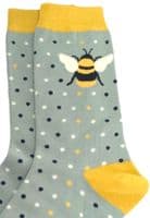 Bee Socks in Blue Grey and Yellow
