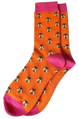 Bee Socks in Orange and Hot Pink Women's Size 4 - 7
