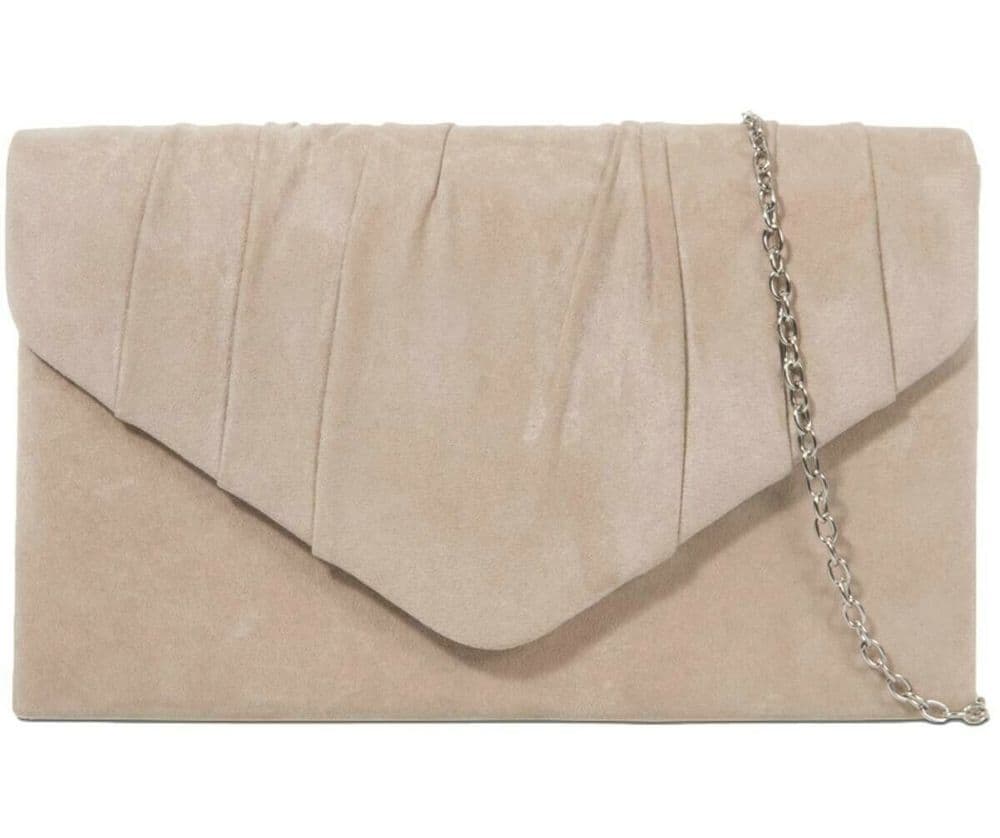 Nude Suede Clutch Bag with Knot Detail main image 1