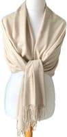 Beige Pashmina Wrap Cashmere Blend Plain Shawl