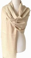 Beige Pashmina Wrap Cashmere Blend Plain Shawl