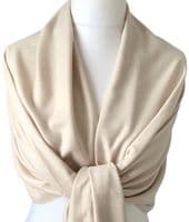 Beige Pashmina Wrap Cashmere Blend Plain Shawl