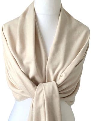 Beige Pashmina Wrap Cashmere Blend Plain Shawl
