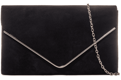 Black Clutch Bag Slim Faux Suede Evening Bag