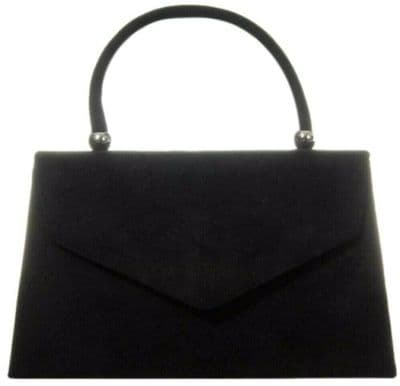 Black Faux Suede Top Handle Bag Women's Grab Bag