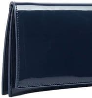 Blue Clutch Bag Navy Faux Patent Leather Shoulder Bag Glossy Handbag