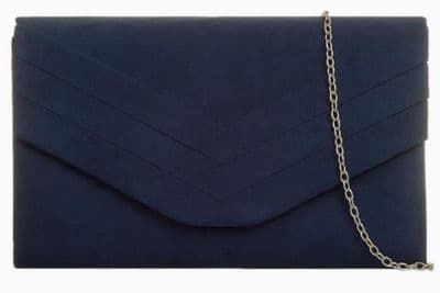 Blue Clutch Bag Women's Faux Suede Evening Bag in Navy