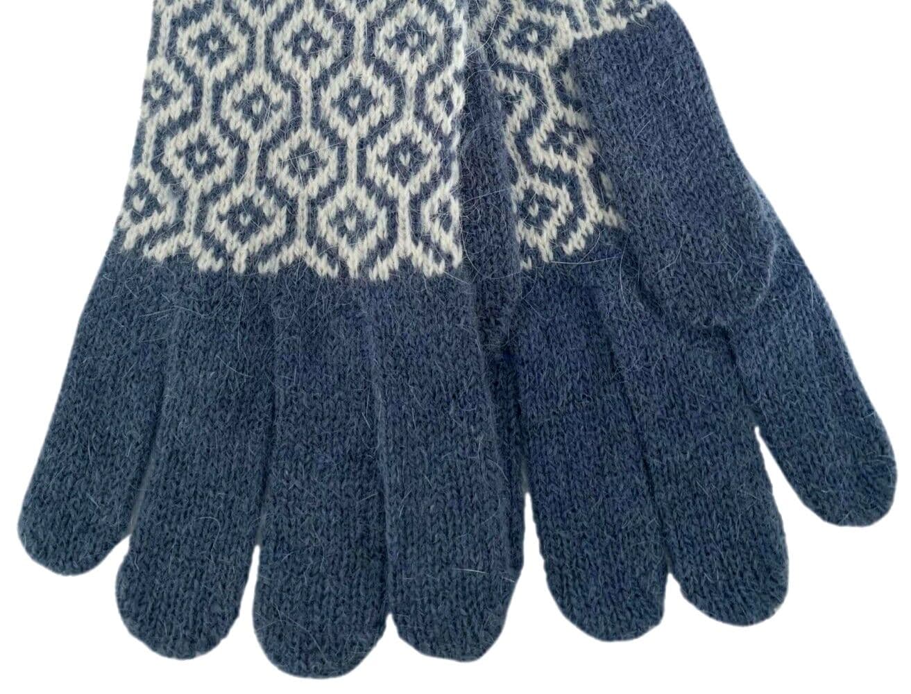 Blue Gloves Women s Knitted Wool and Angora Blend Warm and Cosy