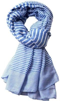 Blue Scarf with White Stripes