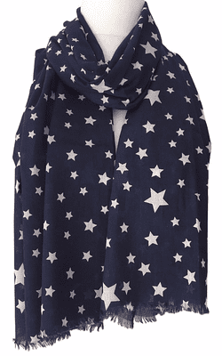Blue Star Scarf  Navy with White Stars 100% Cotton Fair Trade Scarf