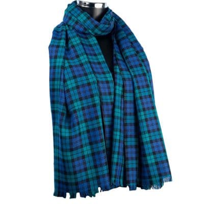 Blue Tartan Scarf Black Watch Pattern for Women or Men