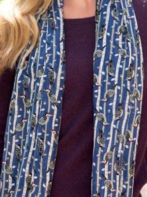 Blue Woodpecker Scarf by Peony Scarves