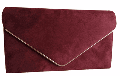 Burgundy Clutch Bag Faux Suede Evening Bag