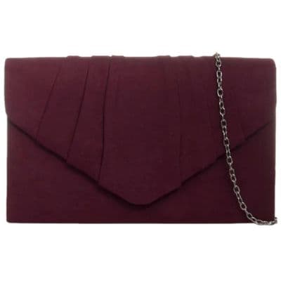 Burgundy coloured Faux Suede Clutch Bag Women's Evening Bag