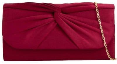 Burgundy Faux Suede Clutch Bag Women's Evening Bag