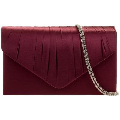 Burgundy Satin Clutch Bag Women's Evening Bag