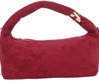 Burgundy Shoulder Bag Claret Red Top Handle Faux Suede Crescent Handbag