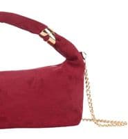 Burgundy Shoulder Bag Claret Red Top Handle Faux Suede Crescent Handbag