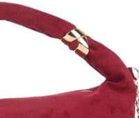 Burgundy Shoulder Bag Claret Red Top Handle Faux Suede Crescent Handbag