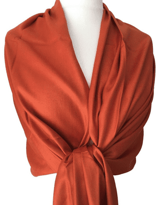 Burnt Orange Pashmina Wrap Women's Shawl Large Plain Scarf