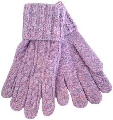 Cable Knit Gloves Women's Pink Lilac Warm and Cosy Winter Gloves