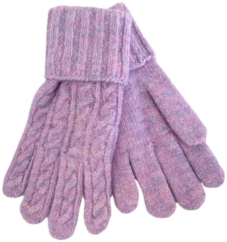 Cable Knit Gloves Women s Pink Lilac Warm and Cosy Winter Gloves