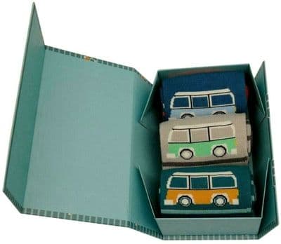 Camper Vans Socks in a Gift Box 3 Pair Pack Men's Size 7 to 11
