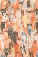 Cat Scarf in Orange with a Yellow and Blue Cats Pattern