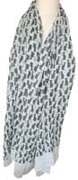 Cat Scarf with a Cats Pattern in Grey and White
