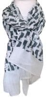 Cat Scarf with a Cats Pattern in Grey and White