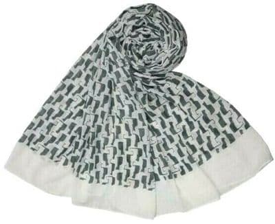 Cat Scarf with a Cats Pattern in Grey and White