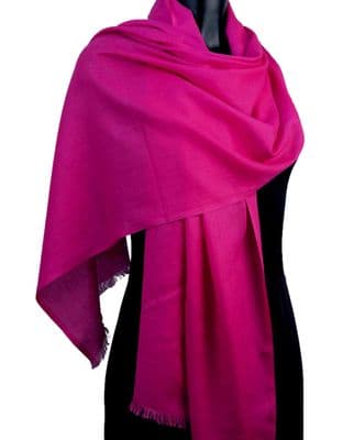 Cerise Pink Pashmina Wrap Lightweight Plain Organic Cotton Scarf