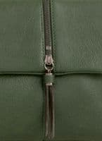 Clutch Bag Faux Leather Evening Bag with Tassel Trim in Green
