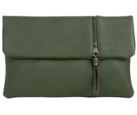 Clutch Bag Faux Leather Evening Bag with Tassel Trim in Green