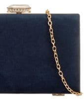 Clutch Bag Faux Suede Evening Bag in Navy Blue