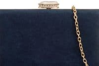 Clutch Bag Faux Suede Evening Bag in Navy Blue