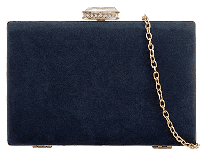 Clutch Bag Faux Suede Evening Bag in Navy Blue