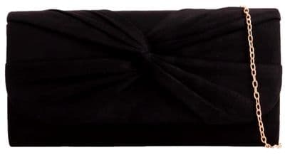 Clutch Bag Faux Suede Style Evening Bag in Black