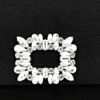 Clutch Bag in Black Faux Suede with Diamante Trim