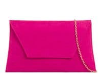 Clutch Bag in Cerise Pink Faux Suede Envelope Style Evening Bag