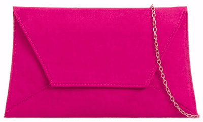 Clutch Bag in Cerise Pink Faux Suede Envelope Style Evening Bag