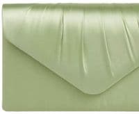 Clutch Bag in Light Green Sage Satin Evening Bag Shoulder Bag