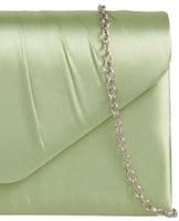 Clutch Bag in Light Green Sage Satin Evening Bag Shoulder Bag