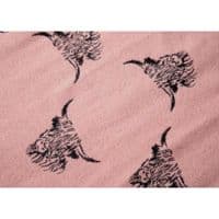 Cow Scarf Highland Cows Cattle Pattern in Pink Grey Reversible Cashmere Blend Winter Blanket Wrap