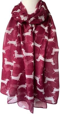 Dachshund Dog Scarf in Burgundy